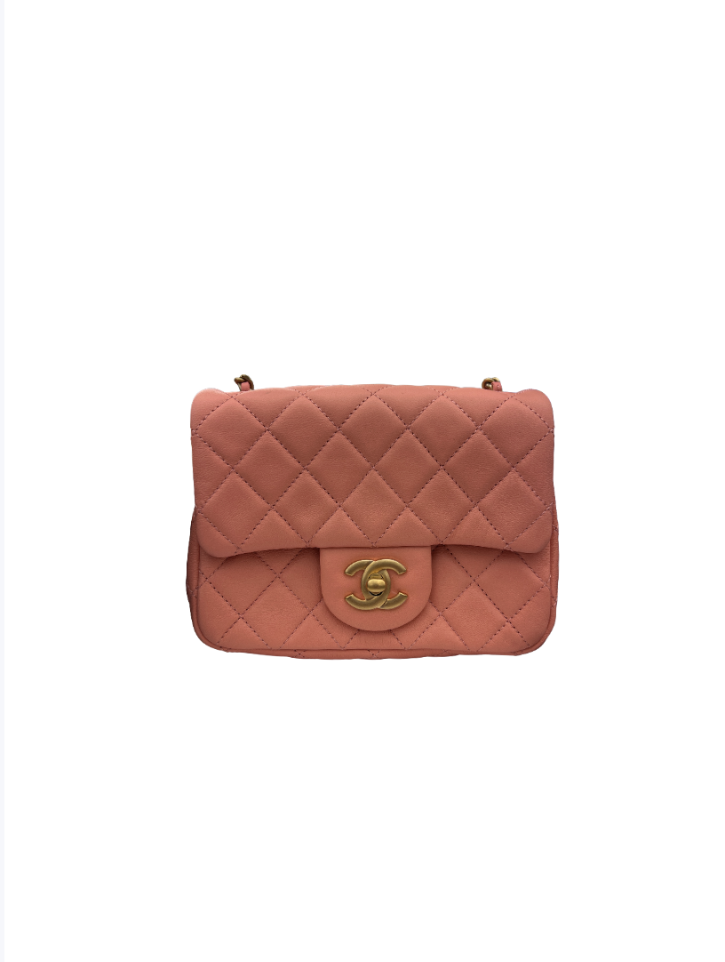 Chanel Lambskin Quilted Double Flap Light Orange