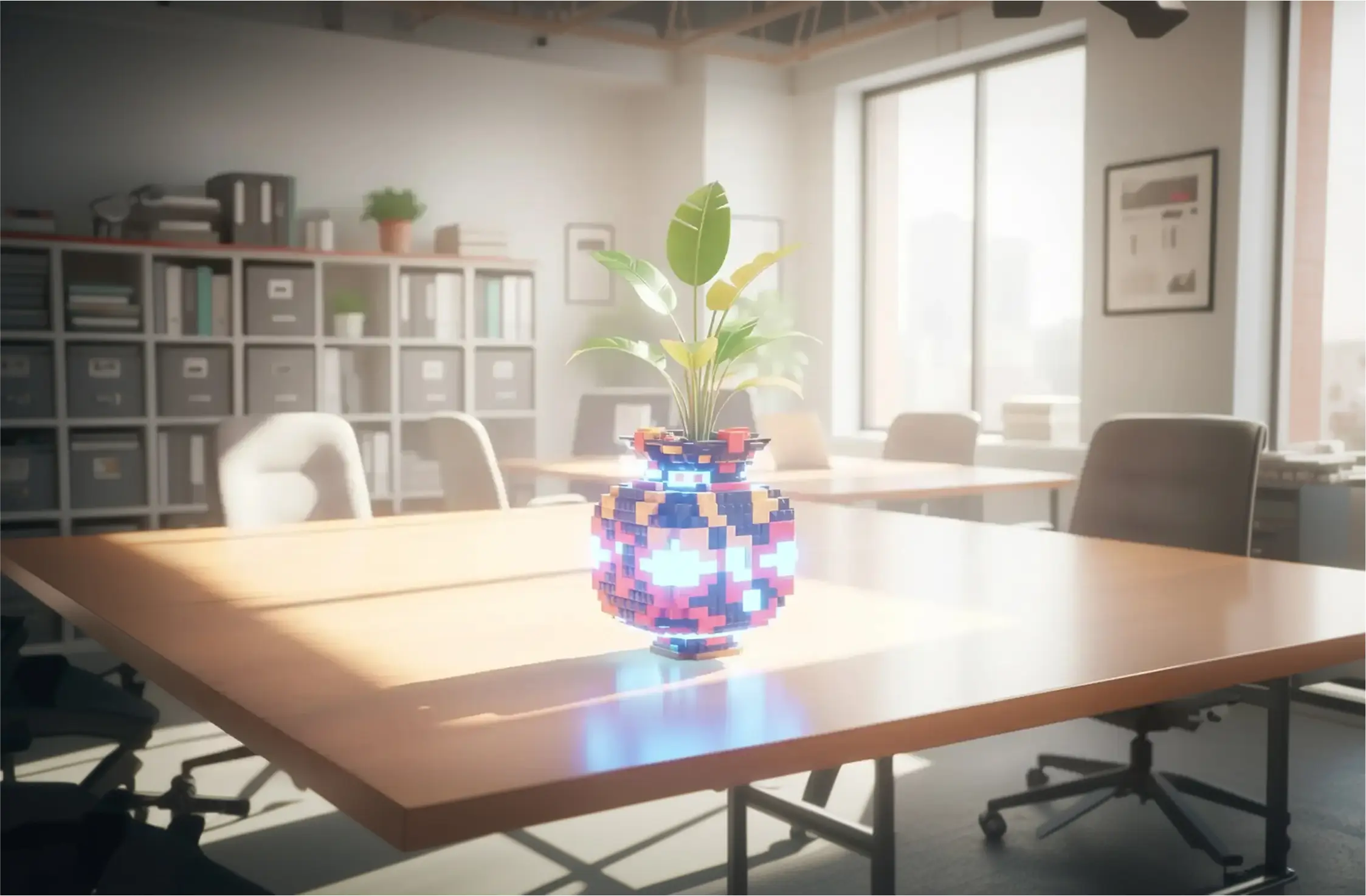 Una pianta luminosa in ufficio. #ufficio #pianta #illuminazione #arredamento