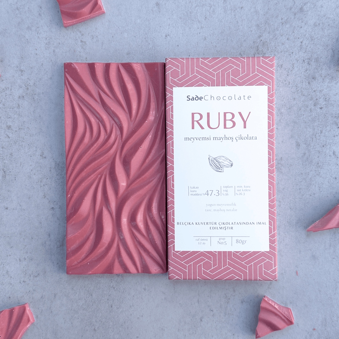 Çikolata Tablet Ruby 80gr - 1