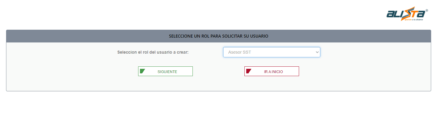 roles de usuario en alissta Captura de pantalla en plataforma de alissta