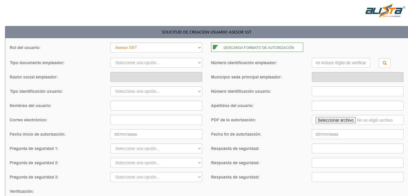 Registro Alissta Captura de pantalla en plataforma de alissta