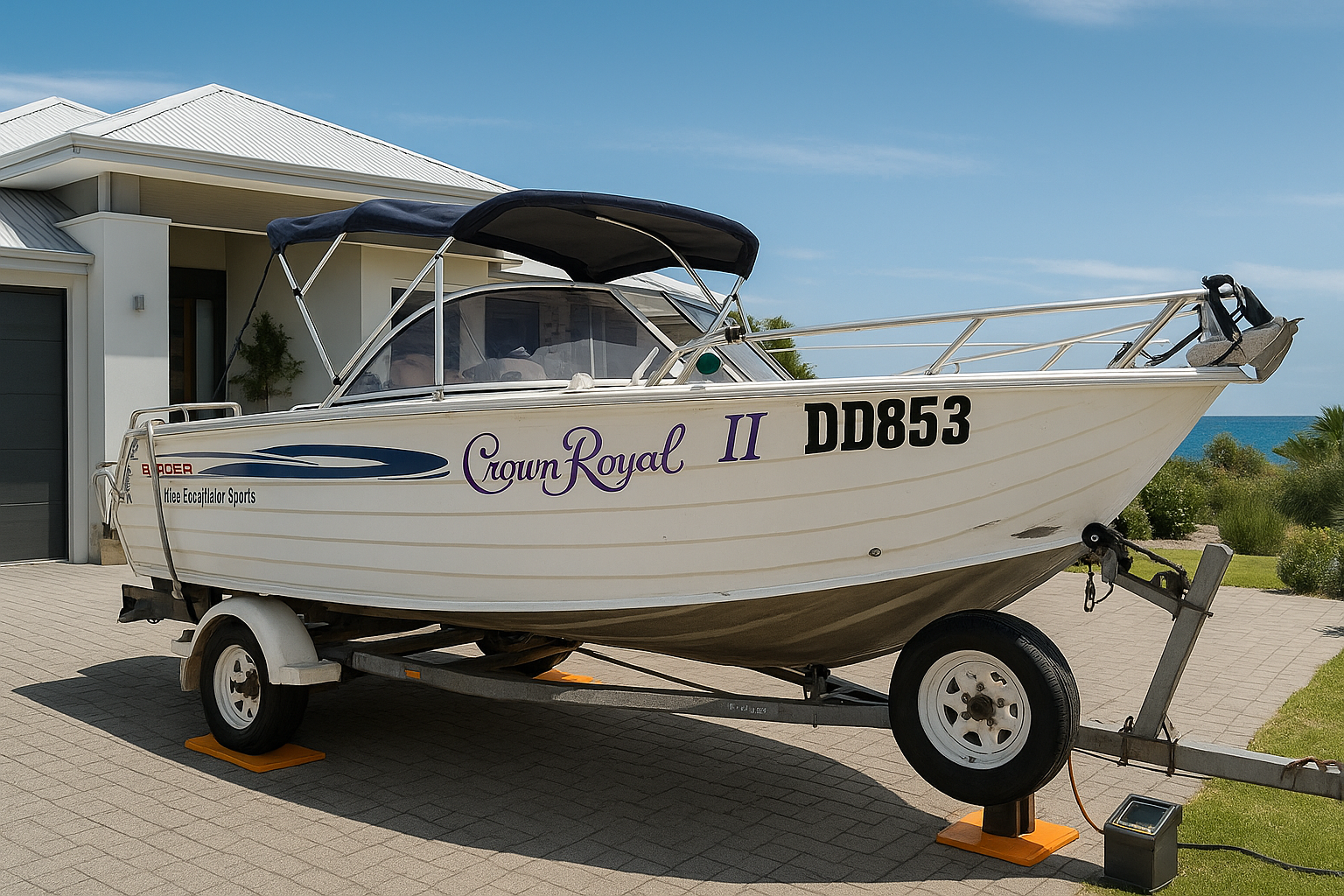 Boat on trailer being weighed