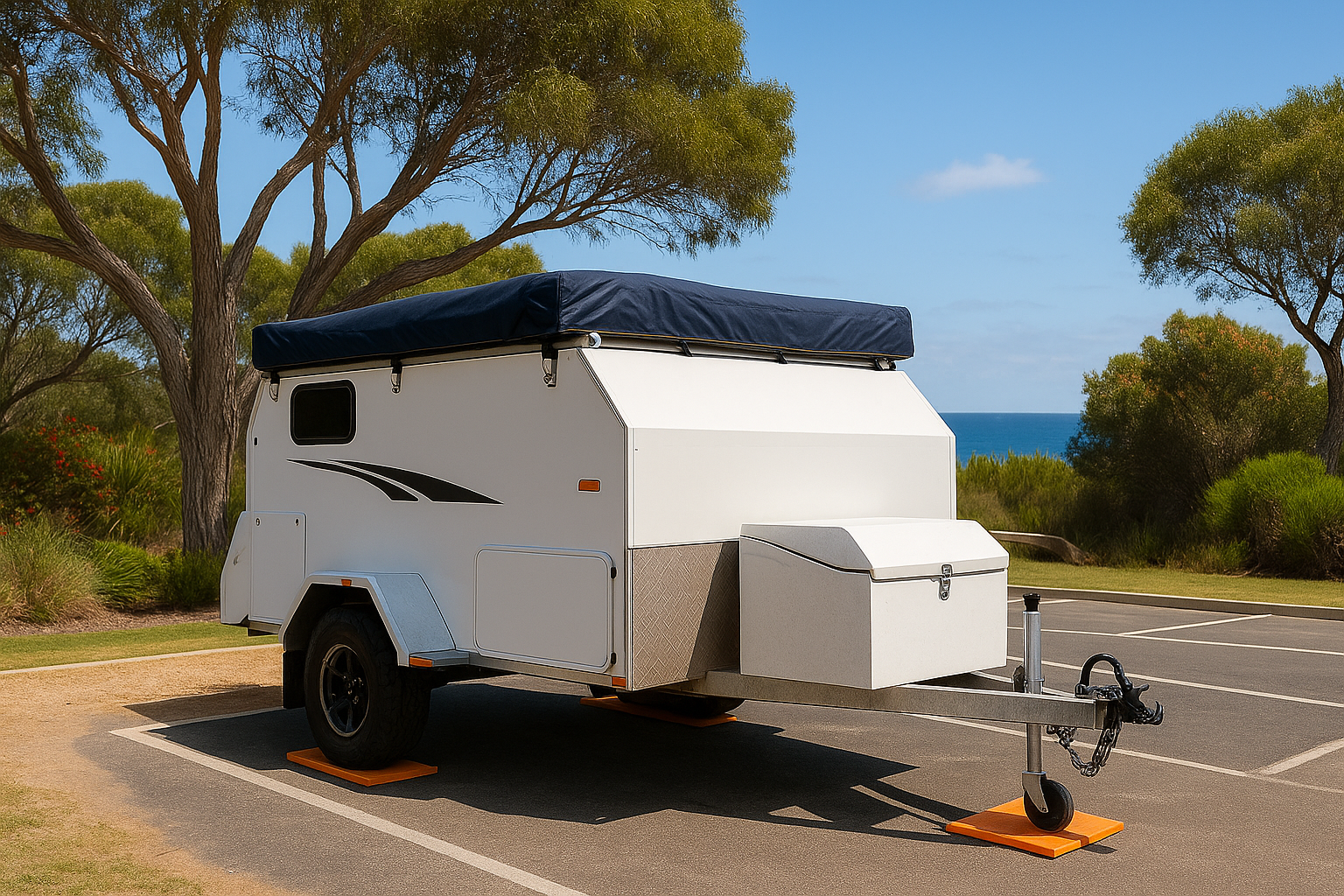 Camper Trailer being weighed