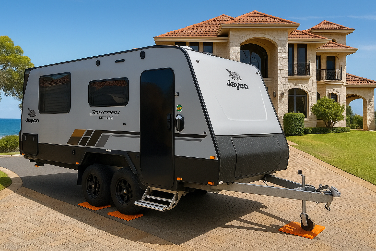 Caravan being weighed