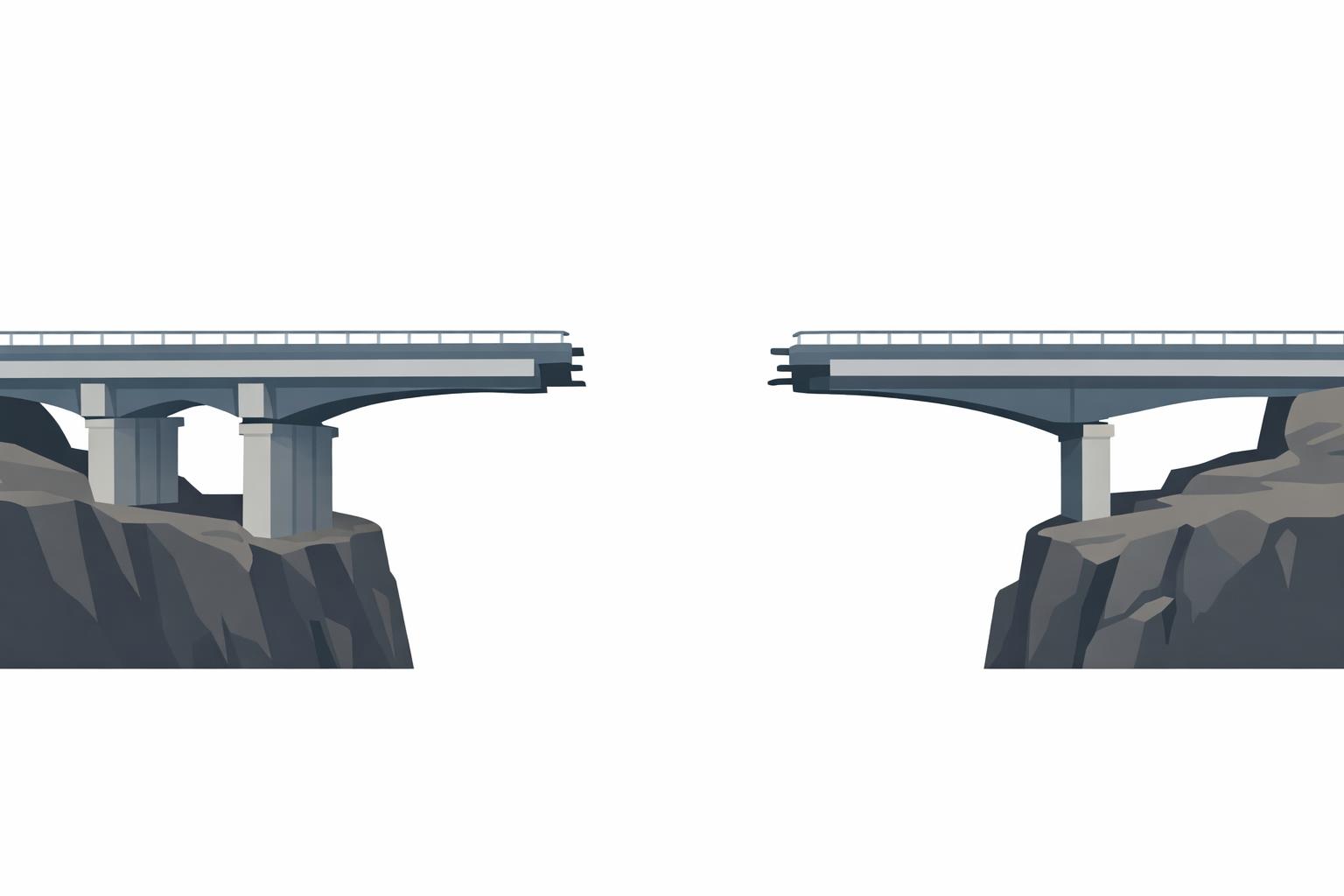 Partially built bridge symbolizing the gap between AI tools and complete developer workflows