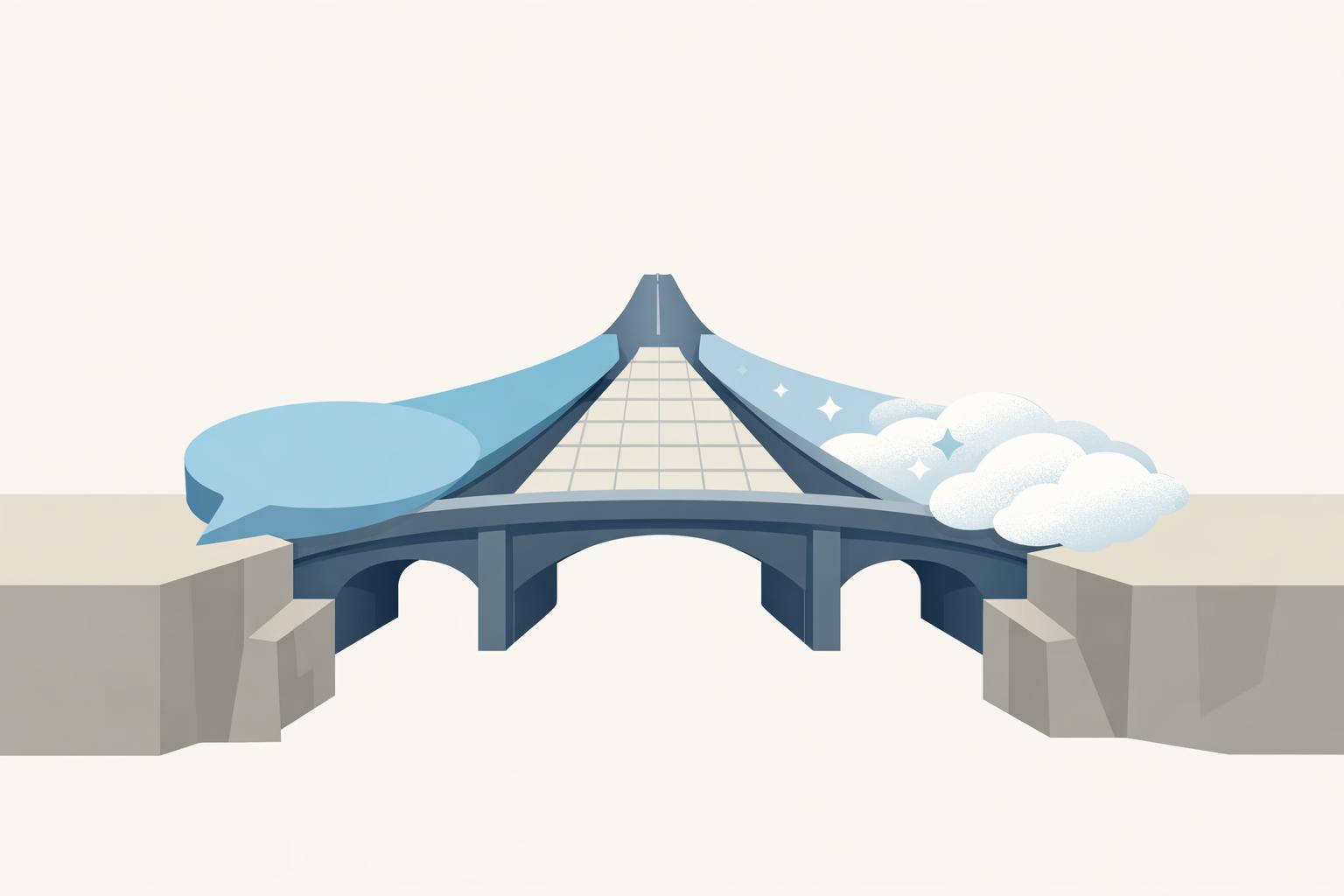 Three-lane bridge merging ChatGPT, Copilot, and Gemini into one AI rollout path