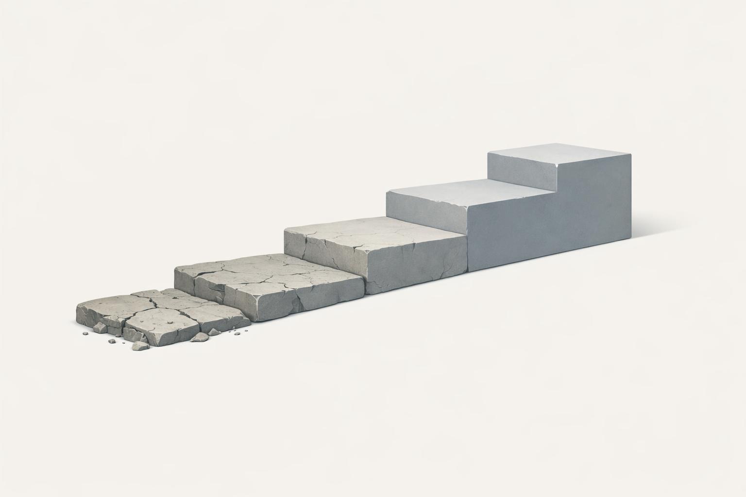 Four stone tiers rising from surface AI use to embedded workflow change, symbolising team AI maturity