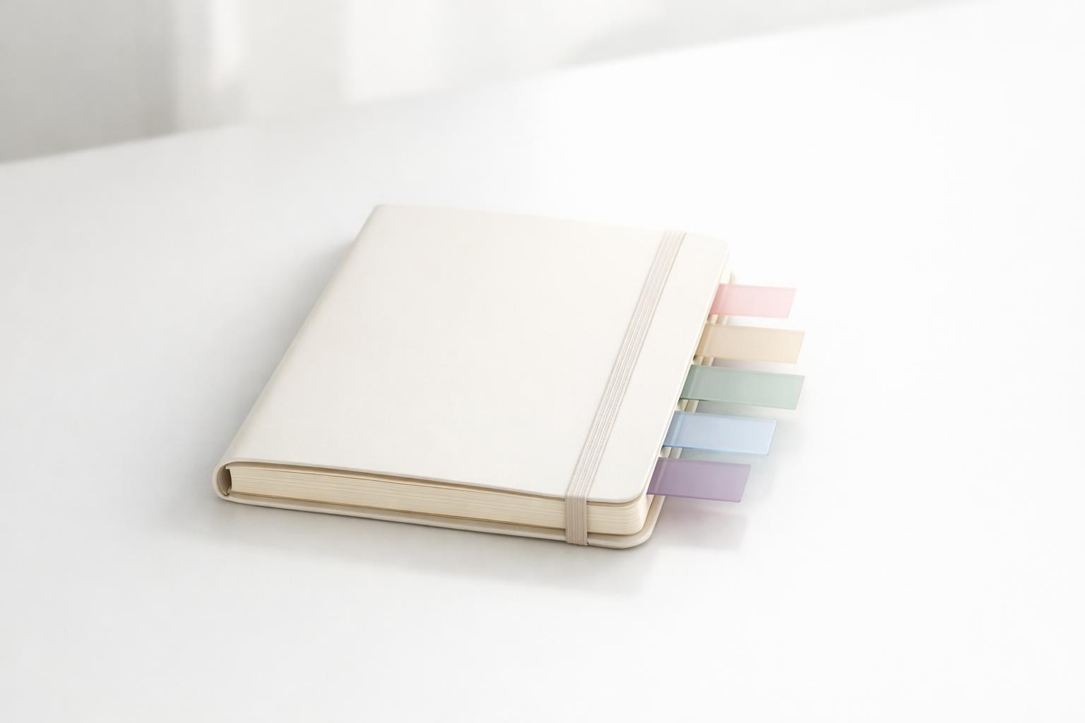Notebook with color-coded tabs representing separate life areas for organized planning