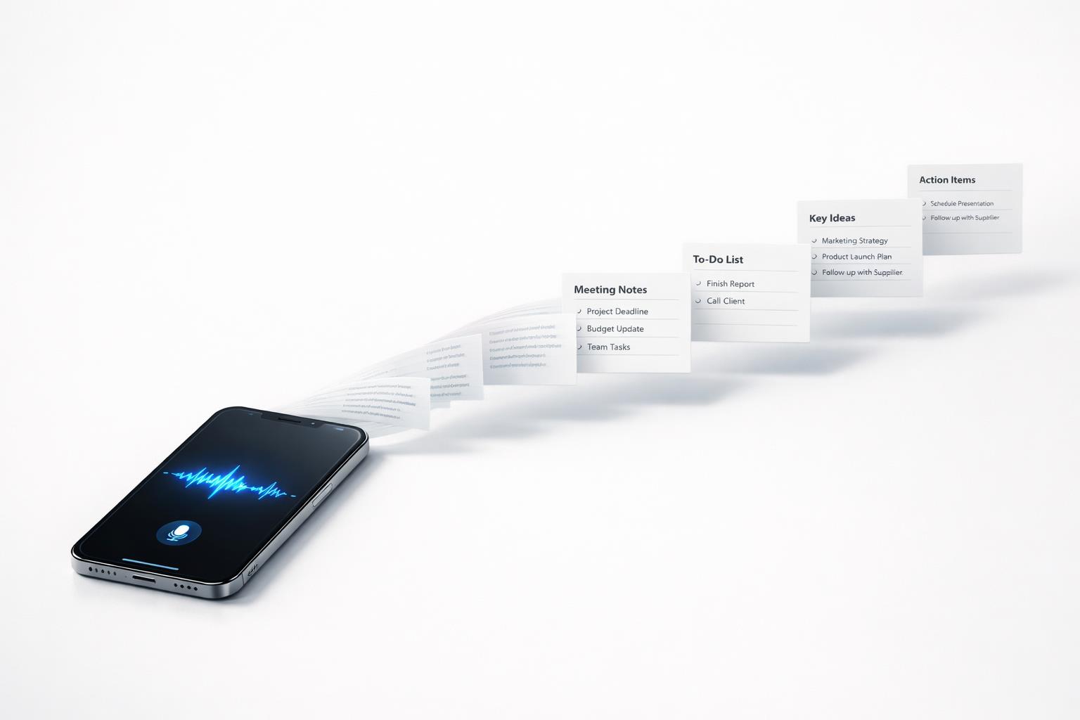 iPhone dictation app checklist turning spoken words into organized note cards