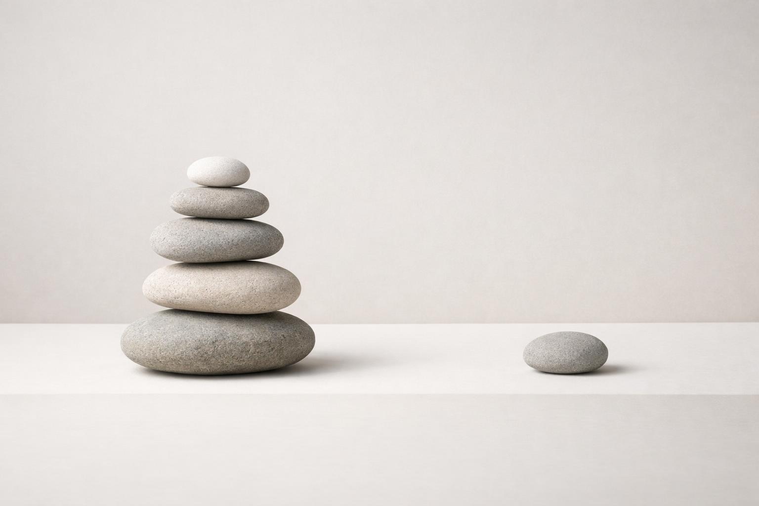Balanced stones symbolizing competing priorities held in calm balance