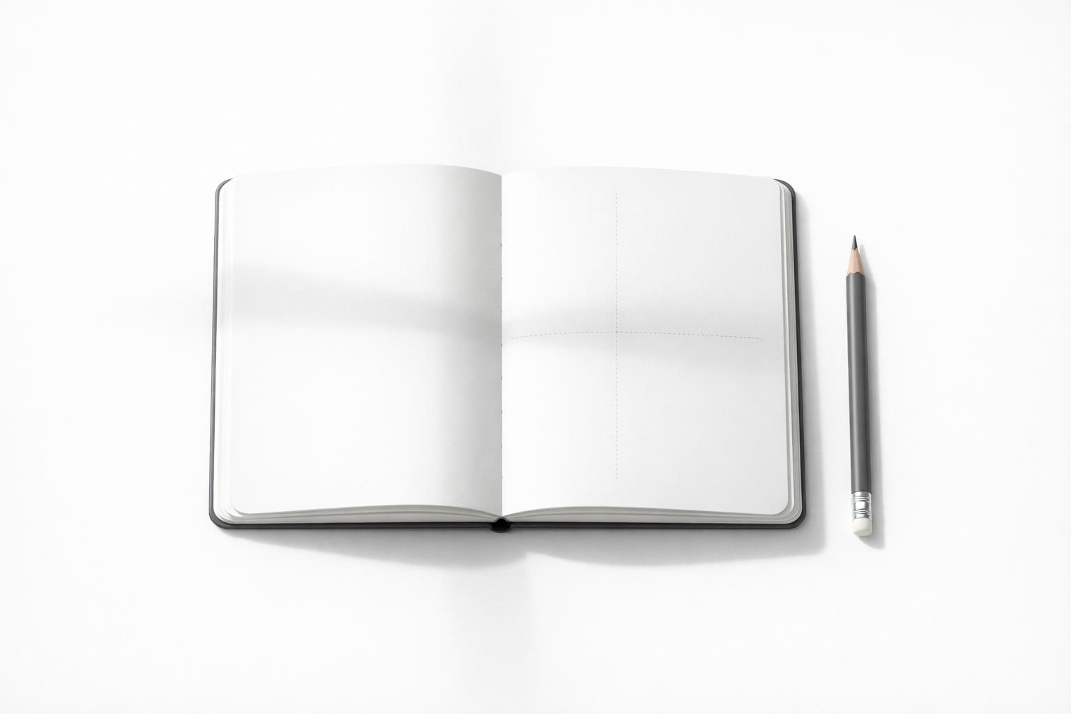 Personal SWOT analysis checklist in a four-quadrant notebook for self-assessment and reflection