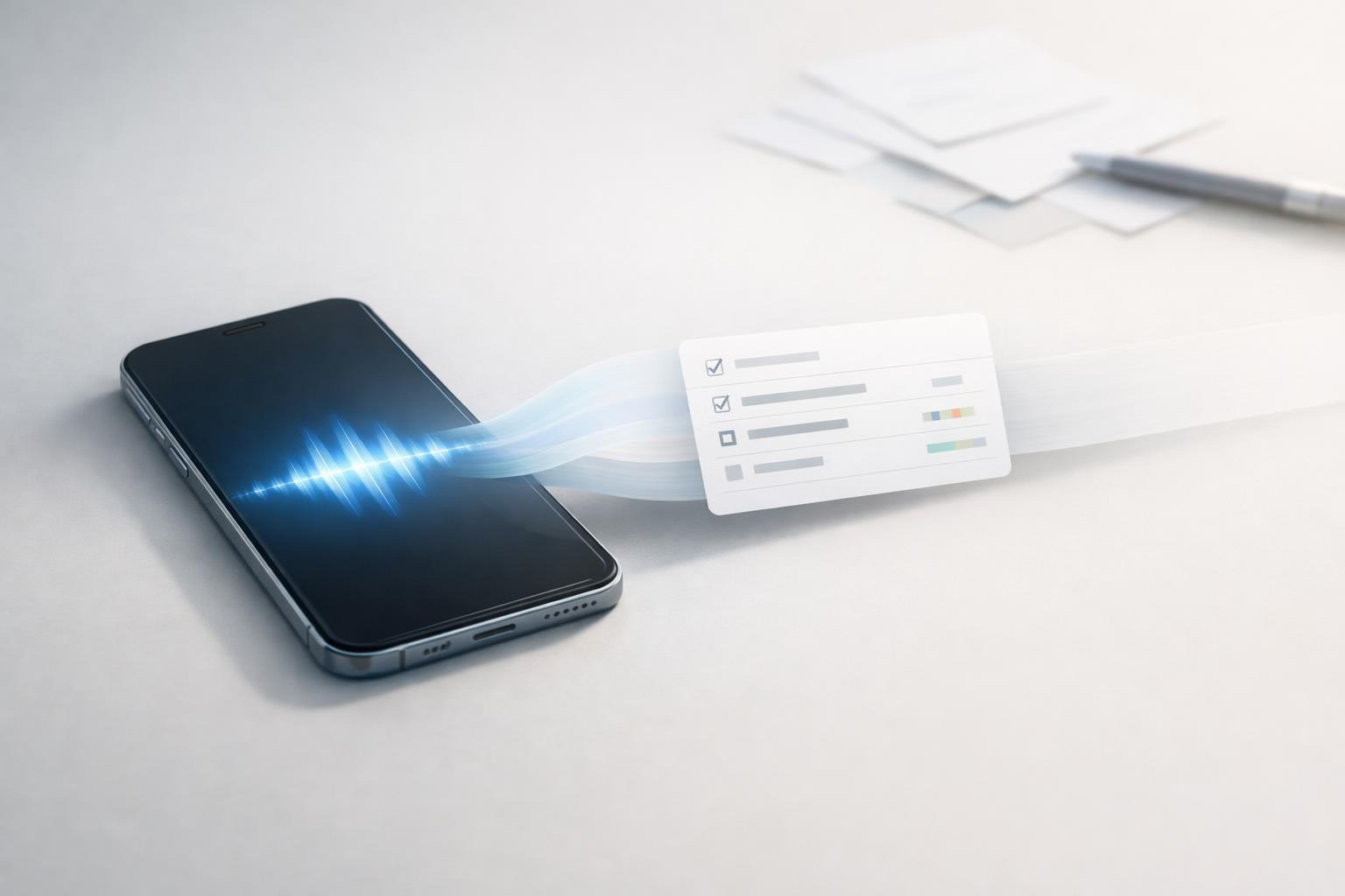 Voice note transformed into organized task card on a smartphone screen