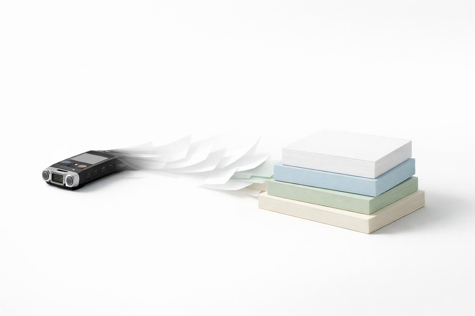 Voice recorder turning spoken notes into organized task cards by life area