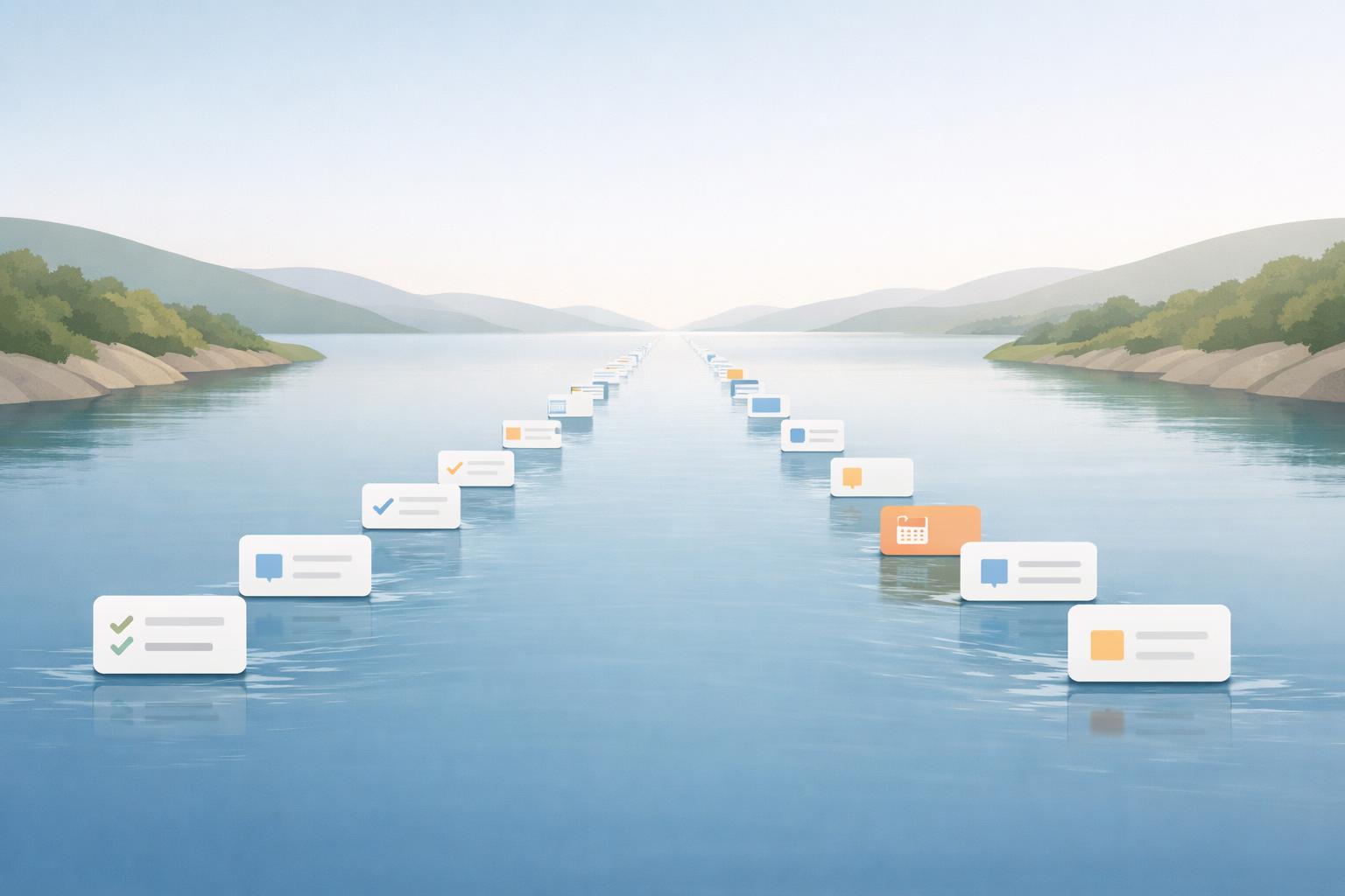 Work and personal tasks merging into one calm system with organized task cards