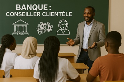Illustration pour Banque, conseiller clientèle