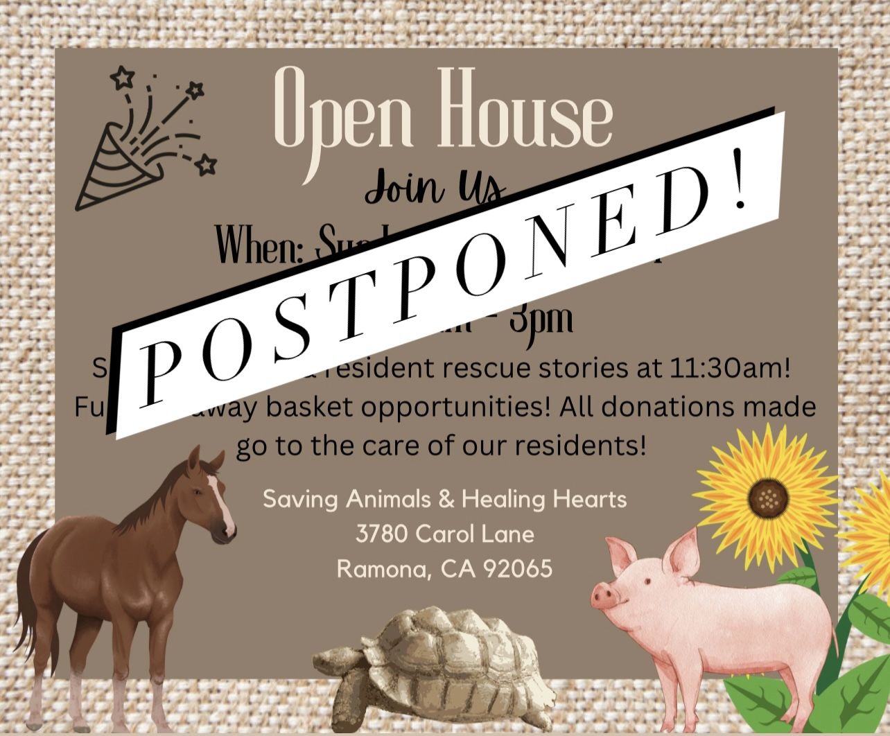 POSTPONED!!!SAHH Open House