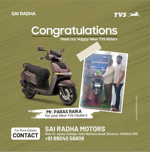 Congratulation MR.PARAS RAIKA for your new TVS Qube S