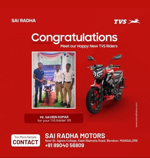 Congratulation MR.NAVEEN KUMAR for your new TVS Raider 125
