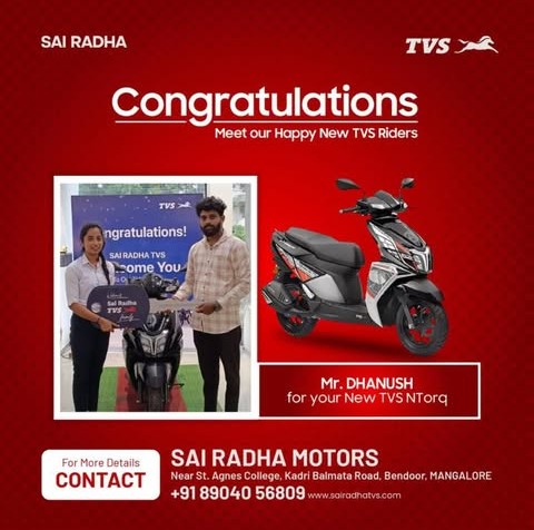 Congratulation MR.DHANUSH for your new TVS NTorq
