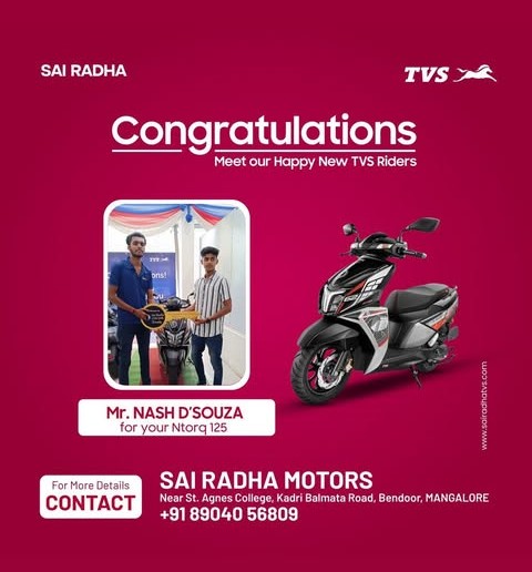 Congratulation MR.NASH D'SOUZA for your new TVS Jupiter 125