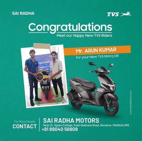 Congratulation MR.ARUN KUMAR for your new TVS Ntorq 125