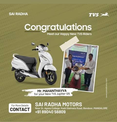 Congratulation MR.MAHANTHAVVA for your new TVS Jupiter 125