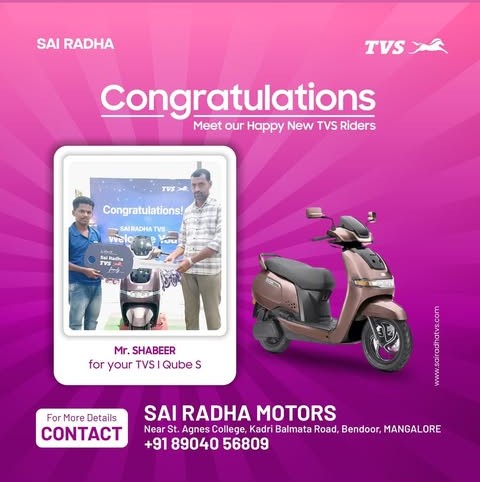 Congratulation MR.SHABEER for your new TVS Qube S