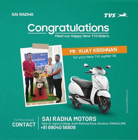Congratulation MR.VIJAY KRISHNAN for your new TVS Jupiter 110