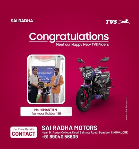Congratulation MR.HEMANTH N for your new TVS Rider 125