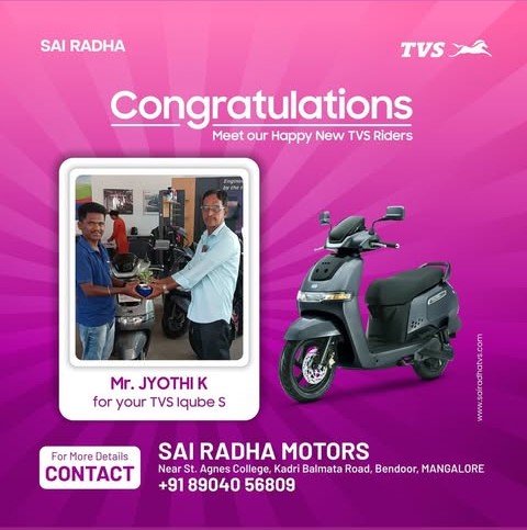 Congratulation MR.JYOTHI K for your new TVS Iqube S