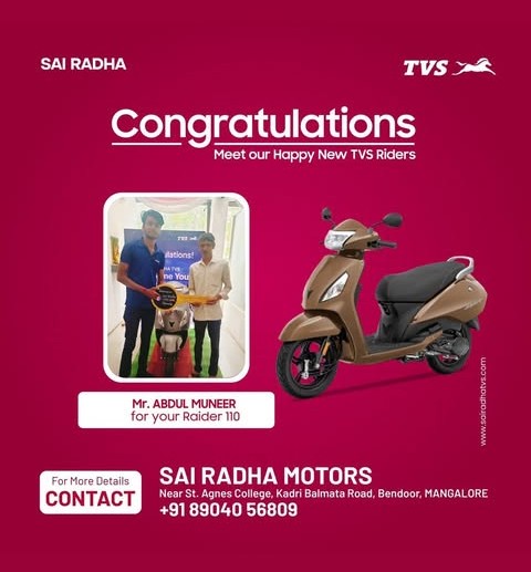 Congratulation MR.ABDUL MUNEER for your new TVS Jupiter 110