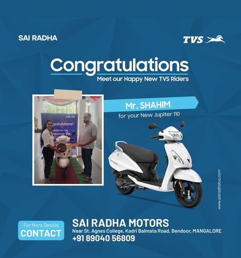 Congratulation MR.SHAHIM for your new TVS Jupiter 110