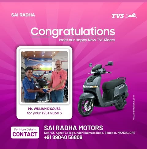 Congratulation MR.WILLIAN D'SOUZA for your new TVS IQube S