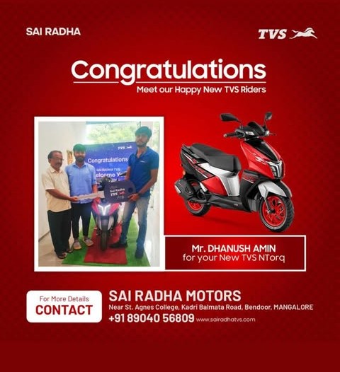 Congratulation MR.DHANUSH AMIN for your new TVS NTroq