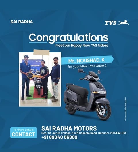 Congratulation MR.NOUSHAD for your new TVS Qube S