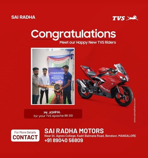 Congratulation MR.ASHPAL for your new TVS Apache RR 310