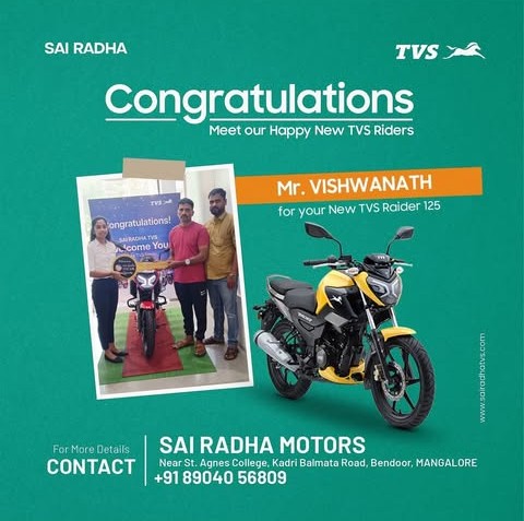 Congratulation MR.VISHWANATH for your new TVS Raider 125