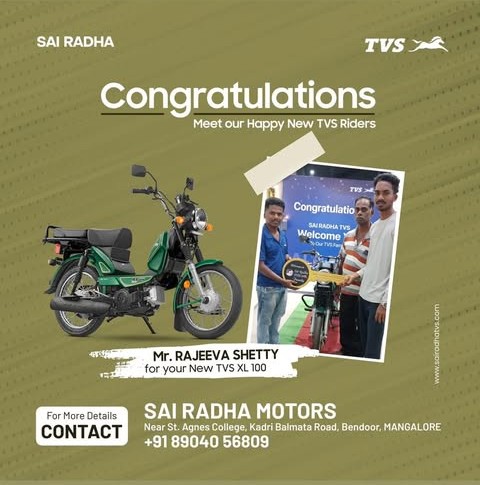 Congratulation MR.RAJEEVA SHETTY for your new TVS XL 100
