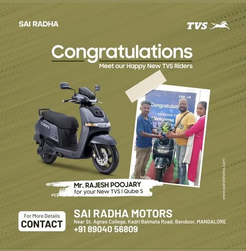 Congratulation MR.RAJESH POOJARY for your new TVS Qubbe S