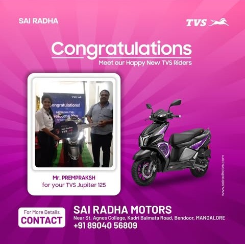 Congratulation MR.PREMPRAKSH for your new TVS Jupiter 125