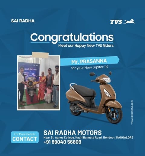 Congratulation MR.PRASANNA for your new TVS Jupiter 110