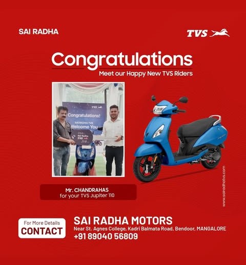 Congratulation MR.CHANDRAHAS for your new TVS Jupiter 110