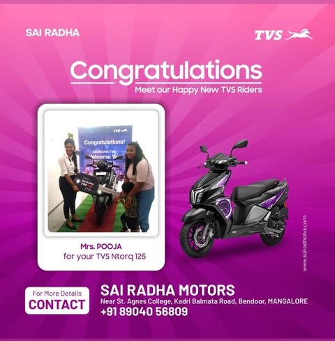 Congratulation MRS.POOJA for your new TVS NTroq 125