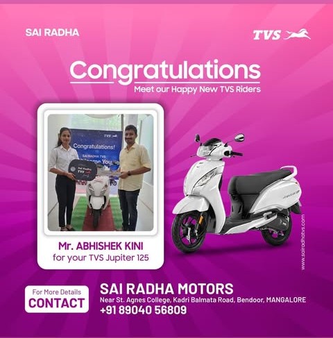 Congratulation MR.ABHISHEK KINI  for your new TVS Jupiter 125