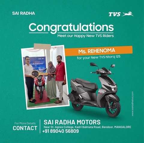 Congratulation Ms.REHENOMA for your new TVS NTorq 125