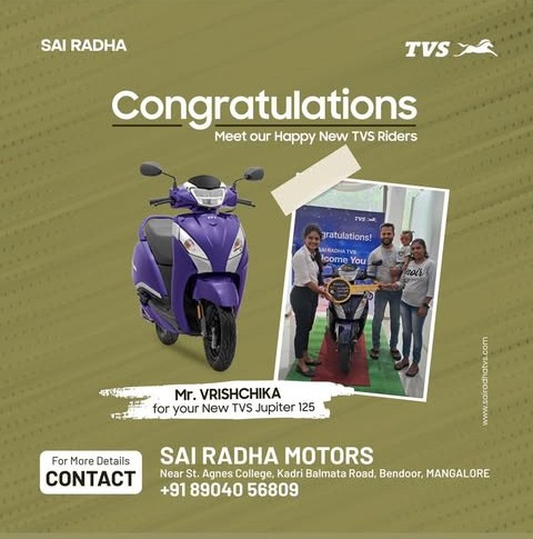 Congratulation MR.VRISHCHIKA for your new TVS Jupiter 110