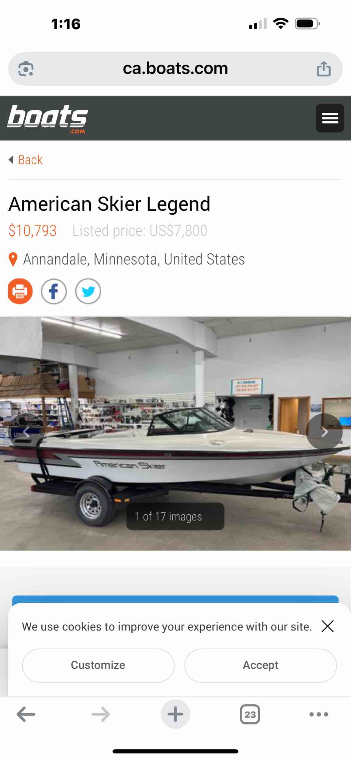 American skier 19 ft