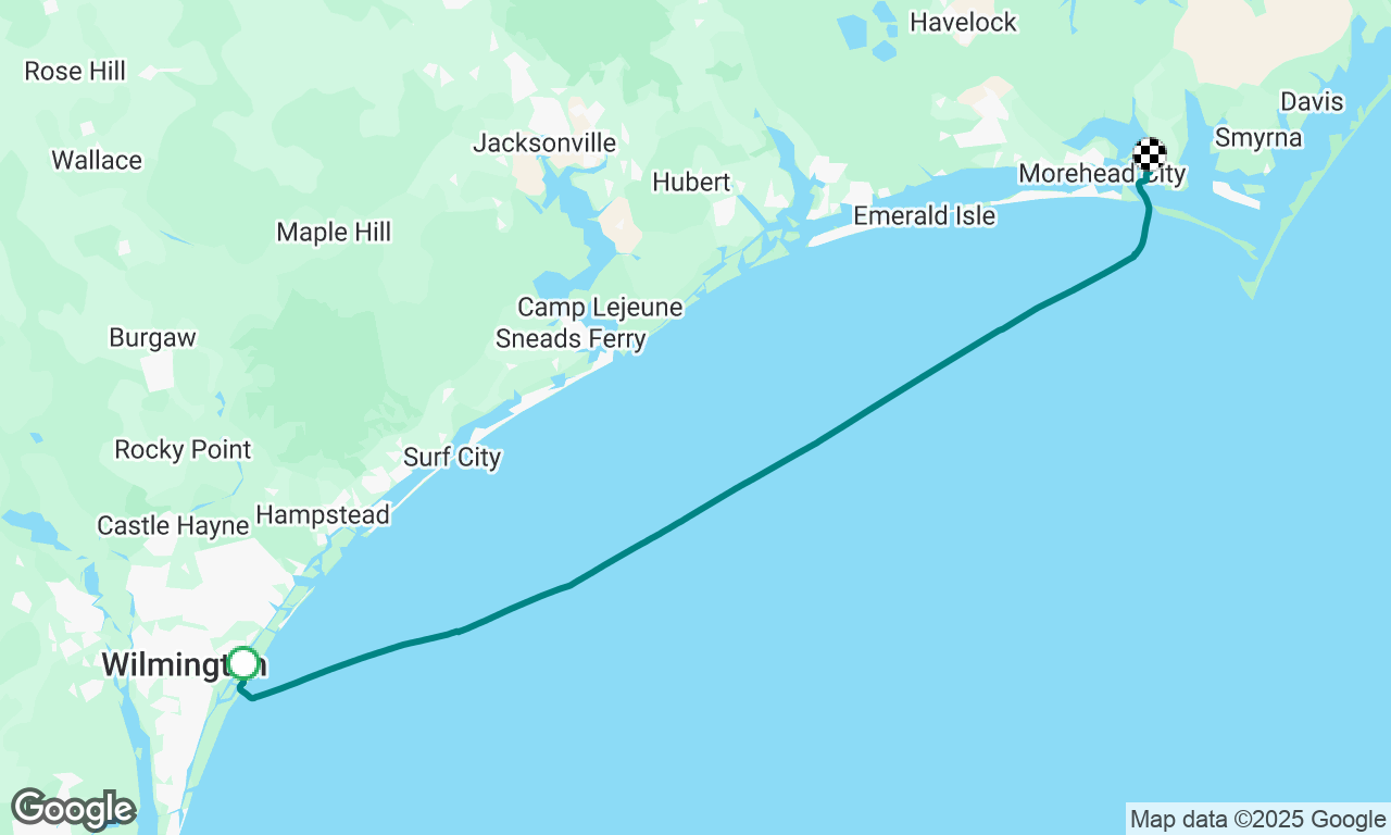 Wrightsville Beach to Beaufort NC outside route