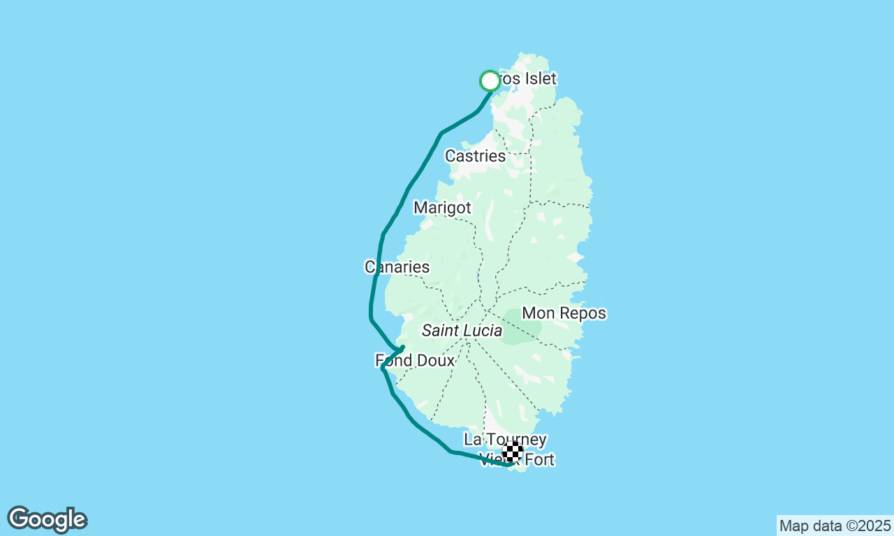Rodney Bay to La Tourney (N to S St Lucia)