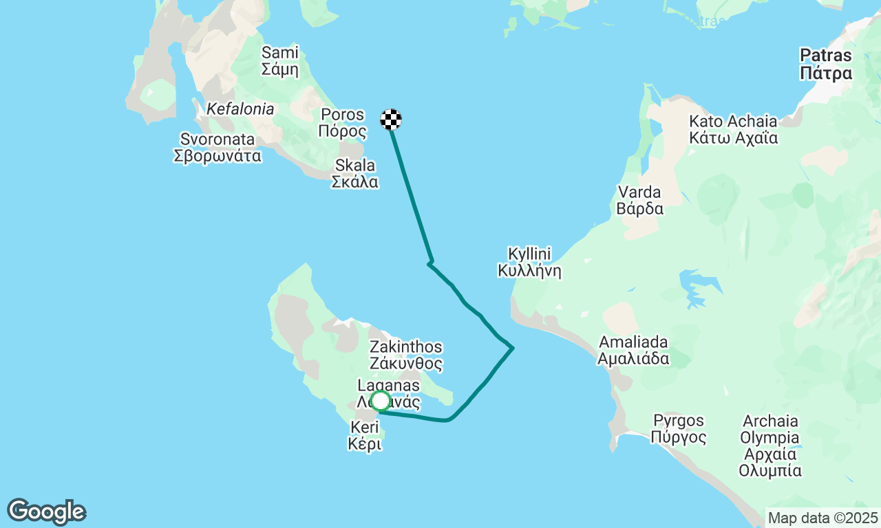 Keri, Zakynthos to Skinou Beach, Ithaca